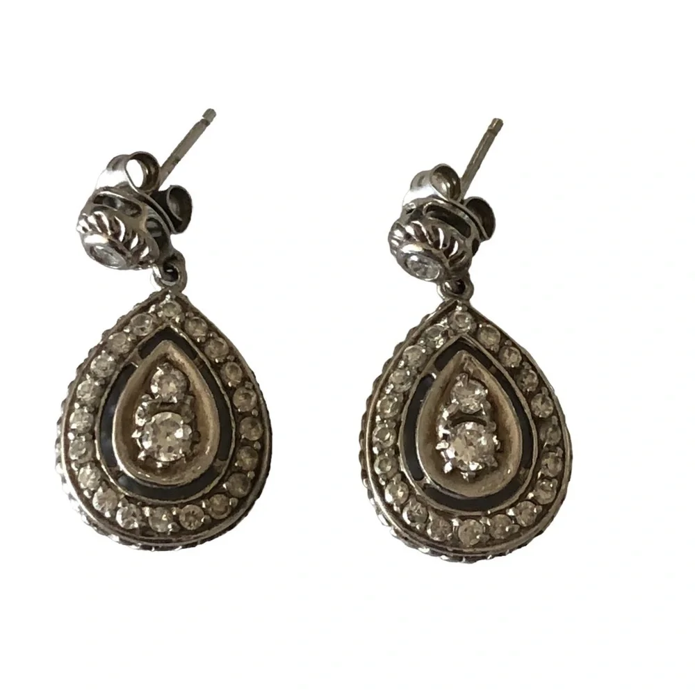 Sterling Silver and Cubic Zirconium Teardrop Earrings